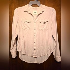 Mudd light pink button up long sleeve shirt, L